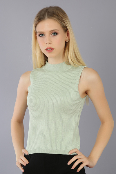 SARİTA MODA Жіночий трикотажний топ з високим коміром