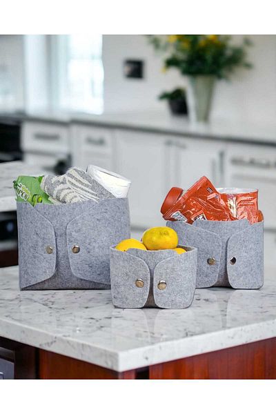 CimriKese 3-Pece Felt Organizer, Διακοσμητικό Κουτί, Καλάθι