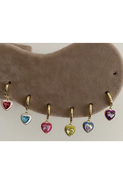 My love butik Taşlı Kalp Set 6 Adet Küpe