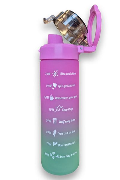 HELP STEPS Motivated Leakproof Glass Water Bottle - Motivational Water Bottle