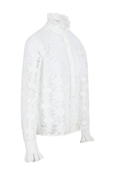 By Mare Style Becca New2 Queen Collar Transparent Geometric Pattern White Embroidery Shirt