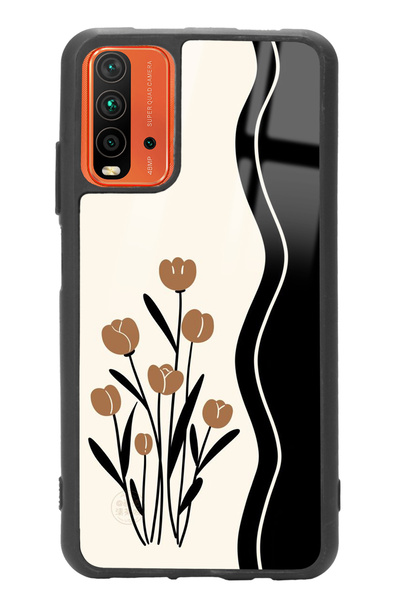 Spoyi Xiaomi Redmi 9T Çiçek Motif Tasarımlı Glossy Telefon Kılıfı