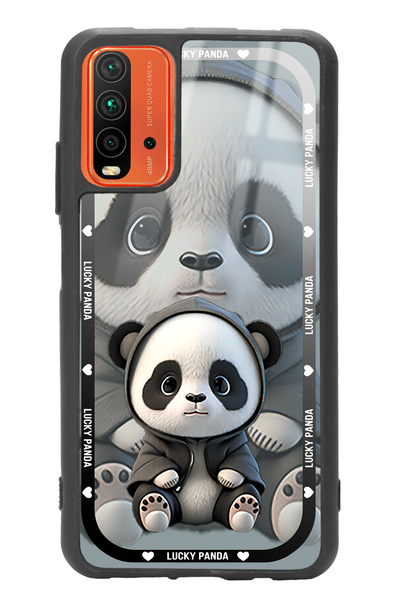 Spoyi Xiaomi Redmi 9T White lucky panda Tasarımlı Glossy Telefon Kılıfı