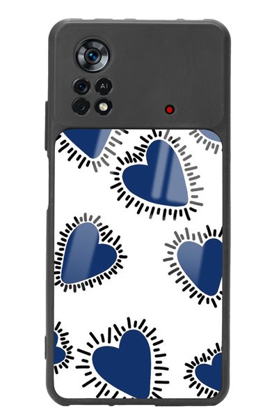 Spoyi حافظة هاتف لامعة بتصميم قلب أزرق لهاتف Xiaomi Poco X4 Pro