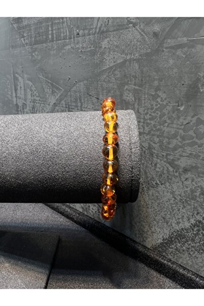 Amber by Mazukna Bal Rengi Serbest Kesim Damla Kehribar Bileklik Esnek Misina, Genç, Yetişkin, Sertifikalı