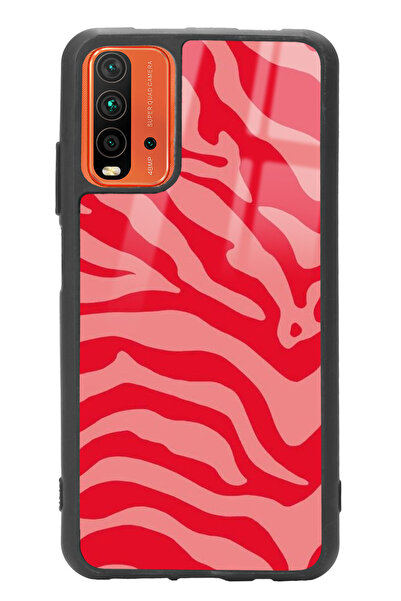 Spoyi Xiaomi Redmi 9T Red Zebra Tasarımlı Glossy Telefon Kılıfı