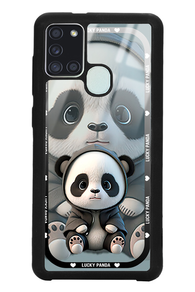 Spoyi Samsung A21s White lucky panda Tasarımlı Glossy Telefon Kılıfı