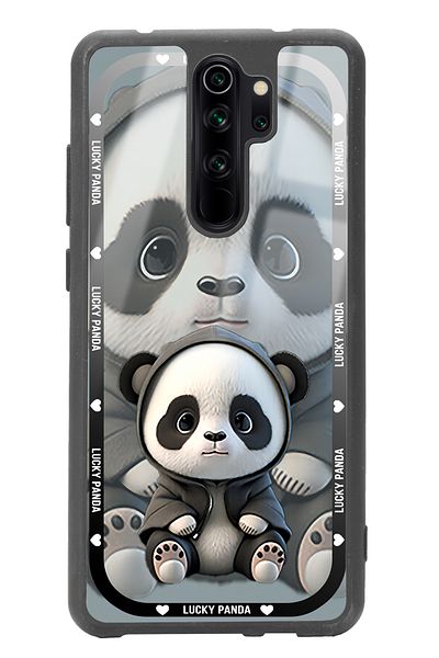 Spoyi حافظة هاتف لامعة بتصميم لاكي باندا لهاتف Xiaomi Redmi Note 8 Pro باللون الأبيض