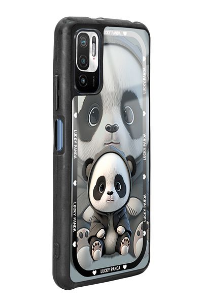 Spoyi حافظة هاتف Xiaomi Redmi Note 10 5G باللون الأبيض بتصميم لاكي باندا لامع