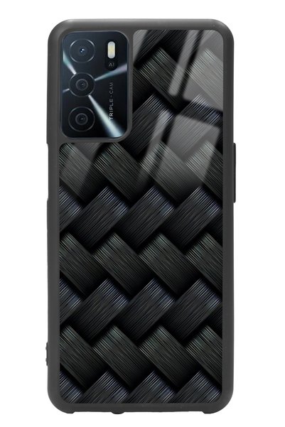 Spoyi Oppo A16 Black Mesh Design Glossy Phone Case