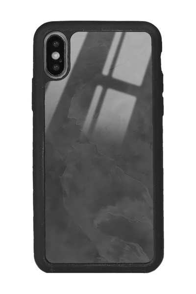 Spoyi iPhone Xs Gri Mermer Tasarımlı Glossy Telefon Kılıfı
