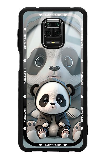 Spoyi حافظة هاتف لامعة بتصميم لاكي باندا لهاتف Xiaomi Redmi Note 9 Pro باللون الأبيض