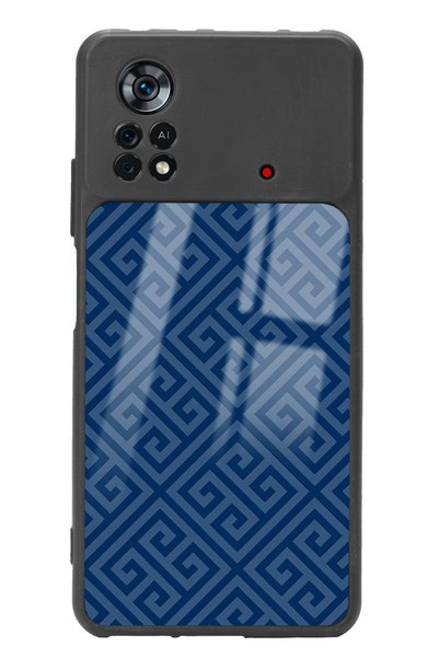 Spoyi Glossy Phone Case with Motif Design for Xiaomi Poco X4 Pro Blue