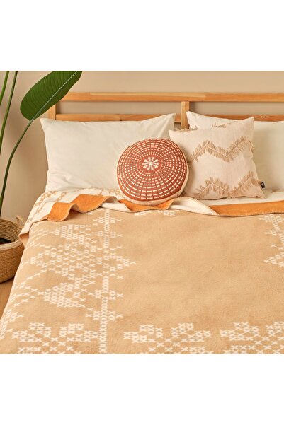 Bella Maison Βαμβακερή κουβέρτα Lilith Διπλή Ανοιχτό Καφέ (180x220 cm)