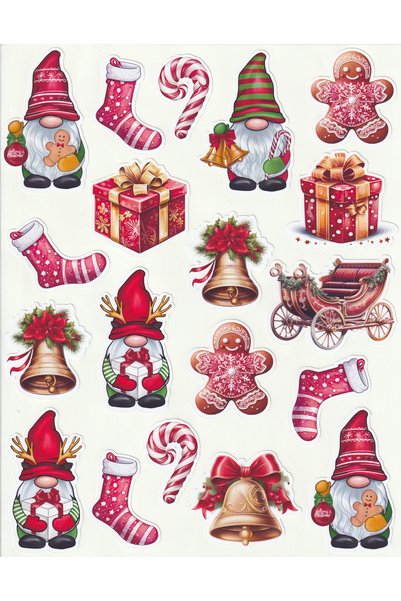 NUNUKİ Christmas Sticker Set Christmas Ornaments Christmas Sticker Christmas Symbols Decal Label NSTI0093