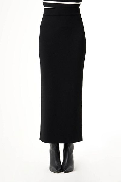 Mizalle Bsc Rayon Knitwear Black Skirt