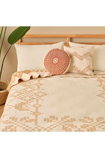 Bella Maison Βαμβακερή κουβέρτα Lilith Διπλή Ανοιχτό Καφέ (180x220 cm)