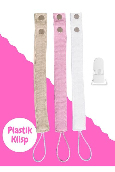 Joyous Mom Kids Cotton Muslin Baby Pacifier Strap Plastic Clip Easy Open Pacifier Holder