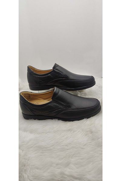 ÇİĞDEM KUNDURA Çiğdem Real Leather Heel Gel Black Laceless Special Series Shoes 960 Black