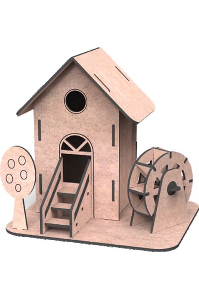 Giftölye Wooden Water Mill Painting Model Set (Maket+Paint+Brush)