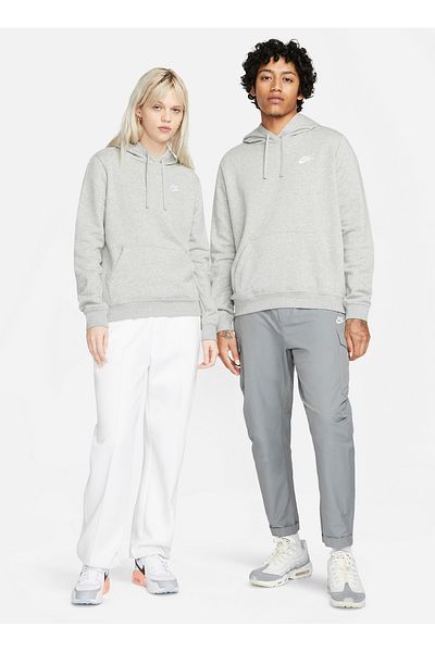 Nike Black - Gray - Silver Hooded Women's Sweatshirt DQ5793-063 W CLUB FLC STD PO HDY