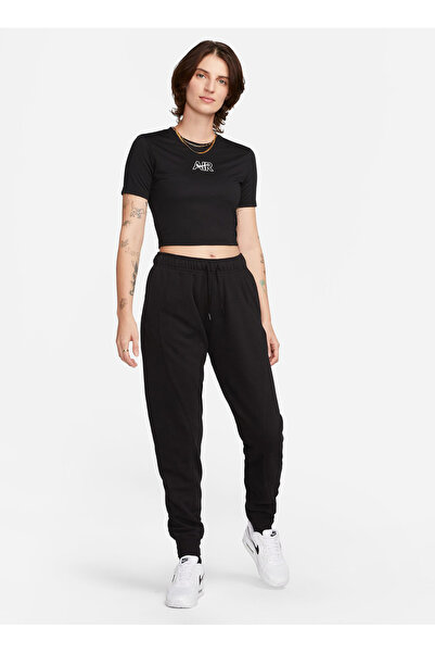 Nike Κανονικό μαύρο γυναικείο παντελόνι DV8050-010 W NSW AIR FLC MR JGGR