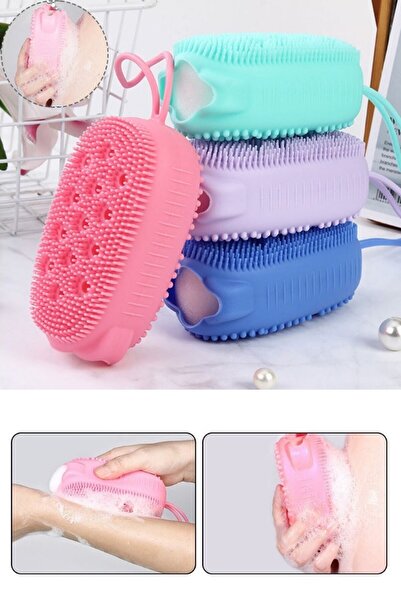 AYGÖREN HOME Banyo Hamam Lifi Silikon Sünger Hazneli Vücut Kesesi Masajlı Yumuşak Duş Lifi Banyo Kesesi