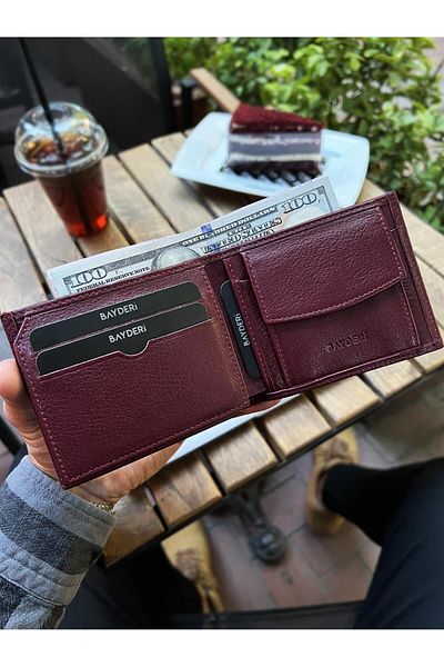 BAYDERİ Andra Genuine Leather Polite Wallet with Coin Tank