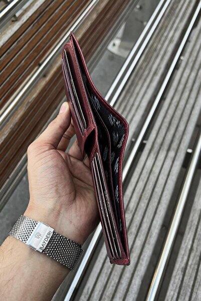 BAYDERİ Genuine Leather Crazy Claret Red Men's Wallet