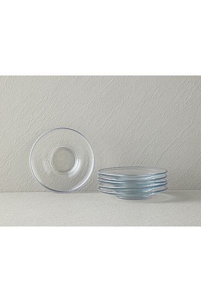 English Home Fitted Glass 6-Piece Tea Plate Silver