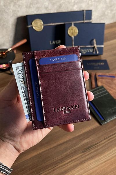 La La'Graccio Paris Lagraccio Redon Genuine Leather Card Holder