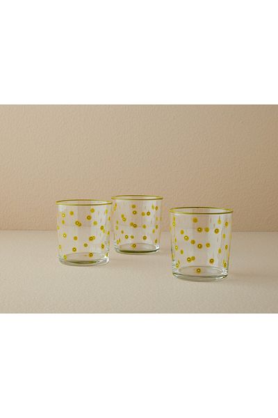 English Home Kiwi Glass 3-Piece Soft Drink Cup Green