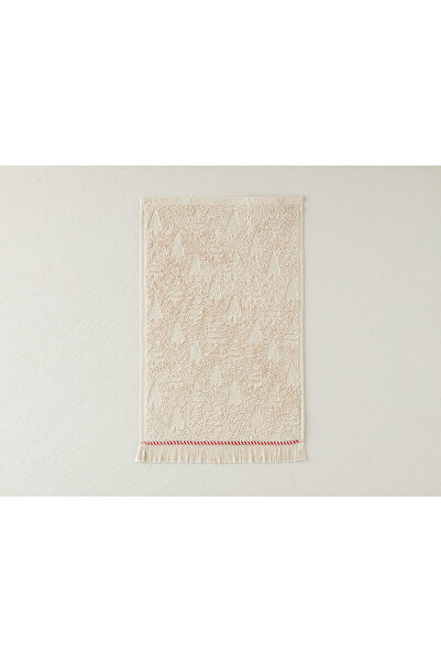 English Home Бежова коледна хавлия от памук с жакардов десен - 30x45 cm