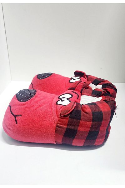 AkınalBella Unisex Χειμερινά παπούτσια για το σπίτι με καρό φιγούρα σκύλου