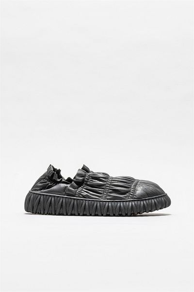 Elle Shoes Black Leather Women's Slippers