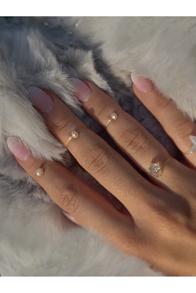 IKHYGAIA Invisible Finger Charm 3'lü Set | Set 2 | Şeffaf Görünmez Esnek Gerçek Inci Yüzük 2 Mm