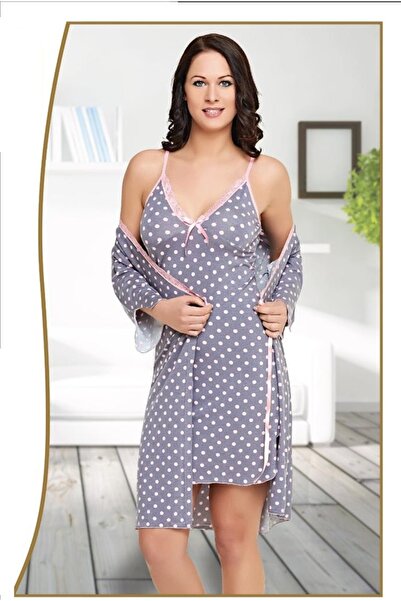 S&S SPECKLED & STONE Dantel Detaylı Sabahlık İp Askılı Gecelik Takımı