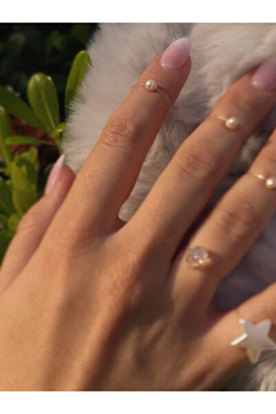 IKHYGAIA Invisible Finger Charm 3'lü Set | Set 2 | Şeffaf Görünmez Esnek Gerçek Inci Yüzük 2 Mm