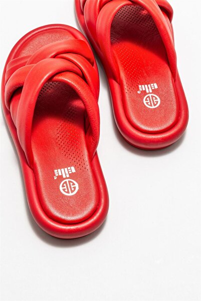 Elle Shoes Kırmızı Deri Kadın Terlik