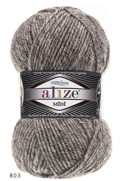 Alize 5 τμχ Süperlana Midi Jaspe - Γάλα Καφέ 803 Πλεκτό Χέρι Γιλέκο και Ζακέτα Κασκόλ Μπερέ Πουλόβερ