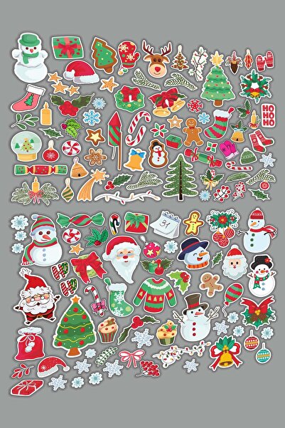 Vice New Year Themed Sticker Set - 125 New Year Figured Stickers - New Year's Packaging Decoration label