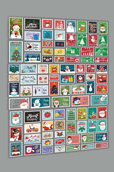 Vice New Year Themed Stamp Label - 90 pcs Merry Christmas Vintage Labels - New Year Packaging Label