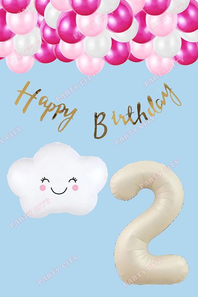 Party City Σετ γενεθλίων με θέμα το Cloud Age 2 Cream Figure Balloon Concept