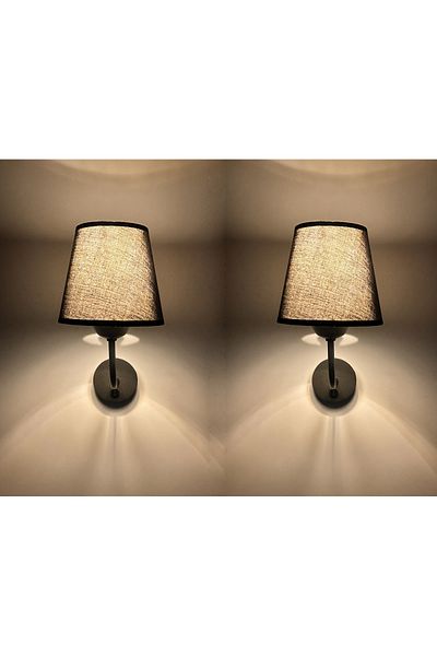 gaziantepavize Sahara Black Metal Decorative Electric Sconce with Black Hat
