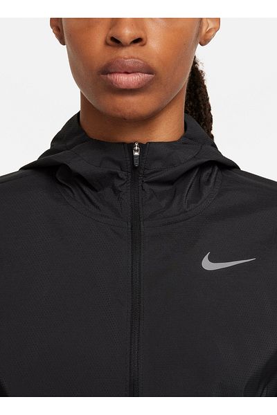 Nike Black - Gray - Silver Women's Hooded Collar Coat DH1990-010 W NK IMP LGHT JKT HD