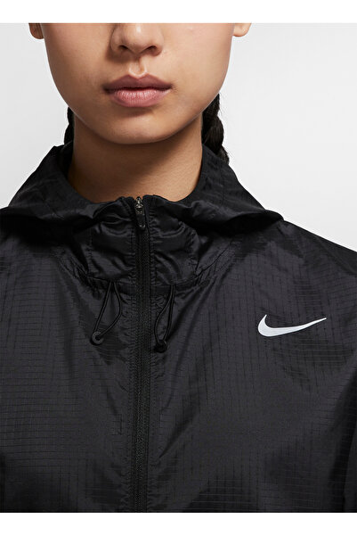 Nike Siyah - Gri - Gümüş Kapüşonlu Kadın İnce Mont CU3217-010 W NK ESSENTIAL JACKET