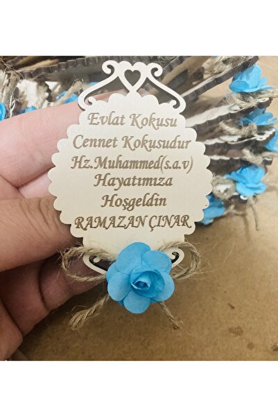 guluslazerkesim 25 ADET AHŞAP ÇİÇEKLİ SÜSLÜ BEBEK MEVLÜT DOĞUM SÜNNET HATIRAS...