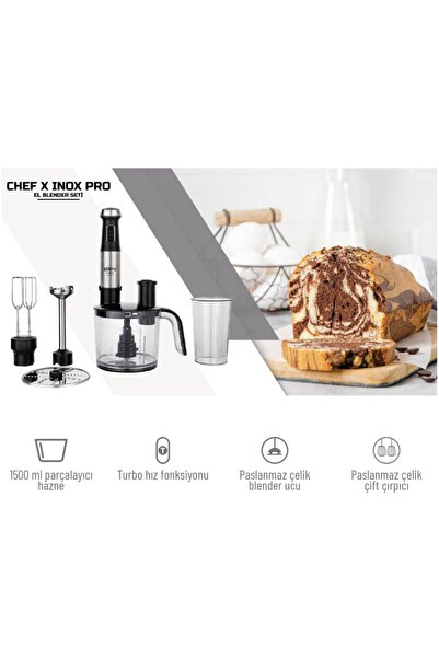 Nikadu مجموعة خلاط يدوي من Chef X Inox Pro Sgh22150