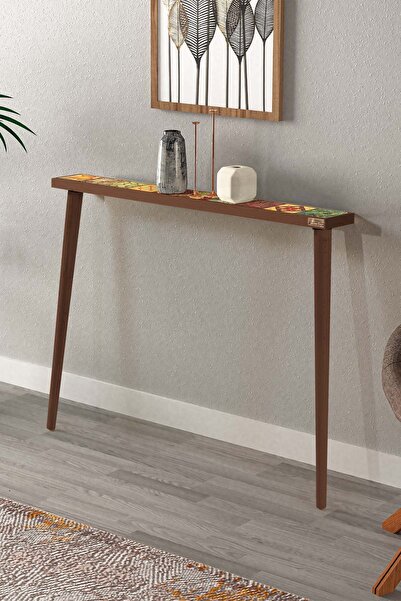 Resmo Hazan Ceviz 102x12CM Dresuar Doğal Ağaç Tek Sıra Traverten Taşlı Antre ...