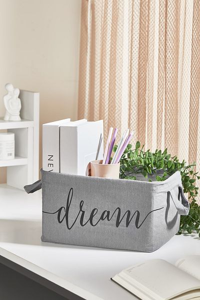 Serstil Gray Rectangular Large Size Basket - 21X30X18 cm